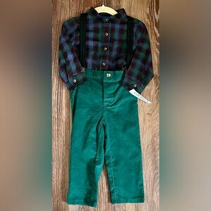 Carter’s Boys Holiday Button Up & Suspender Corduroy Set Size 18 Months